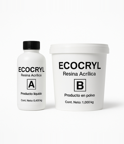 RESINA ACRILICA AL AGUA (1 KG POLVO + 400 CC LIQUIDO) X  KIT ECOCRYL