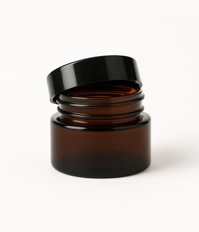 POTE CREMA VIDRIO AMBAR X 20 CC C/TAPA NEGRA