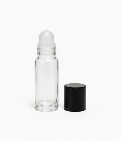 BOTELLA BRILLO ROLL ON VIDRIO CRISTAL X 10 CC COMPLETO C/BOLITA NATURAL+TAPA NEGRA