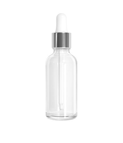 FRASCO COLIRIO CRISTAL VIDRIO BOCA 18 X 30 CC C/GOTERO PLATA BLANCO