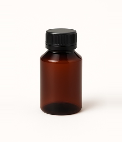 BOTELLA LEVE PET AMBAR BOCA28 X 50 CC C/TAPA NEGRA