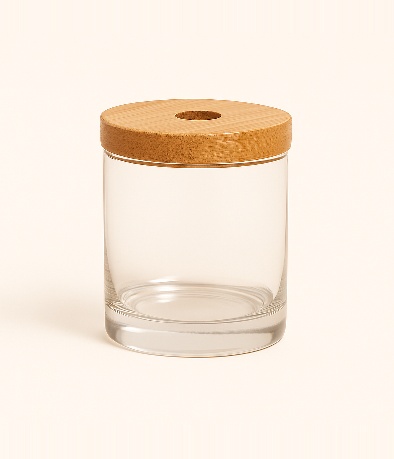 VASO P/VELA TIPO WHISKY CRISTAL X UNID C/TAPA DIFUSORA MADERA