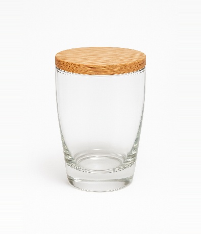 VASO P/VELA TIPO CONICO X UNID C/TAPA MADERA
