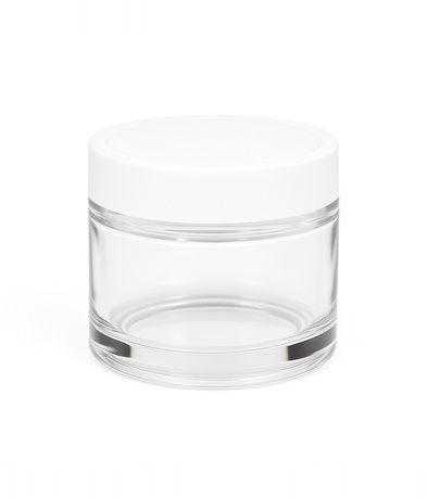 POTE CREMA VIDRIO CRISTAL  (RECTO) X 50 CC C/TAPA BLANCA
