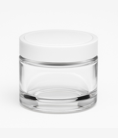 POTE CREMA VIDRIO CRISTAL RECTO X 30 CC C/TAPA BLANCA