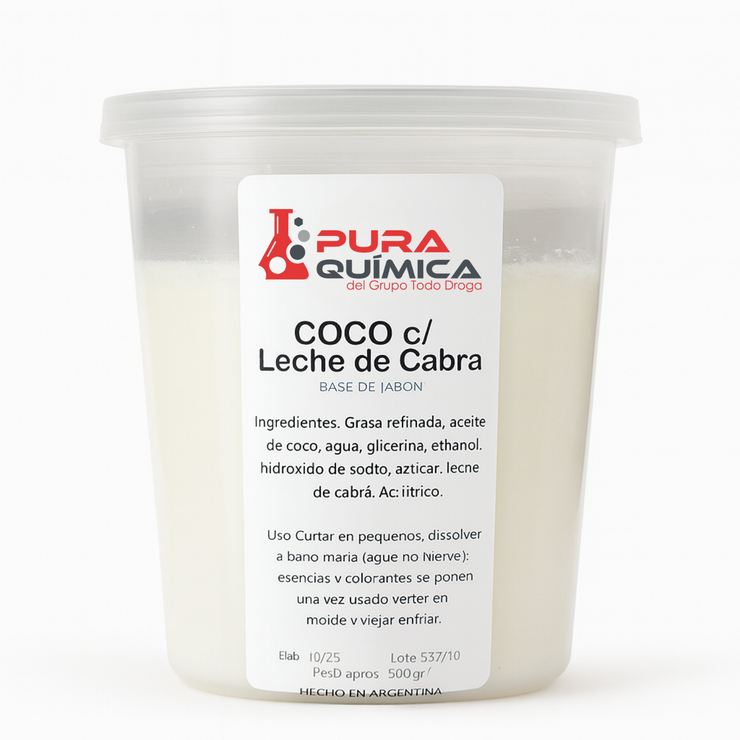 PAN BASE COCO LECHE DE CABRA X 500 GRS (POTE ) NUEVO