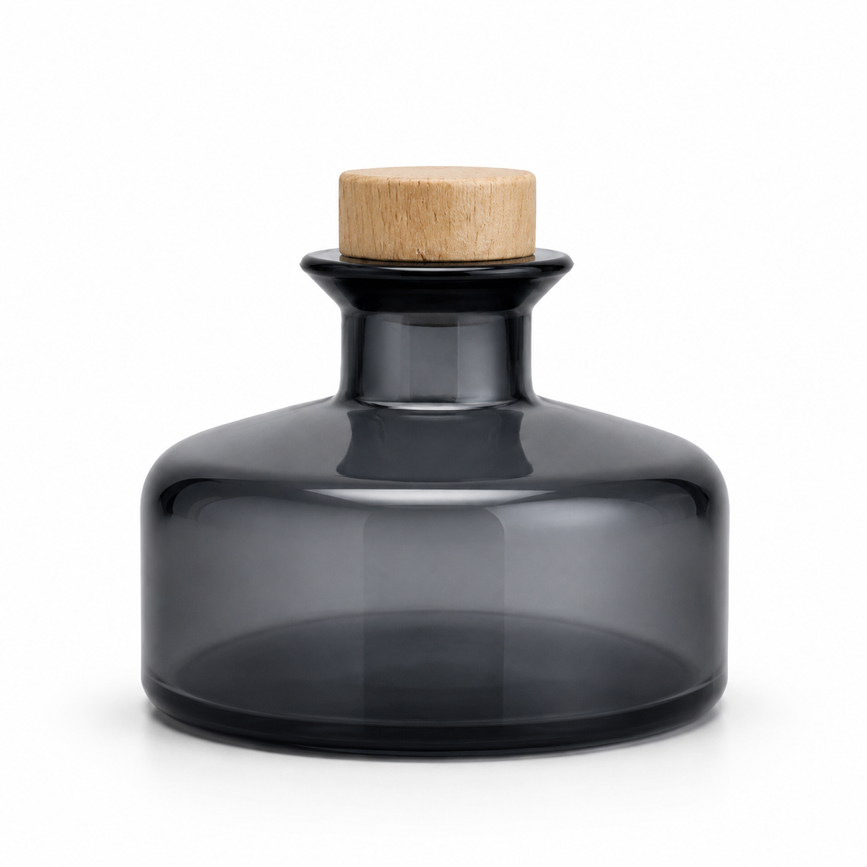 DIFUSOR VIDRIO BAJO 190ML COLOR FUME TAPA MADERA