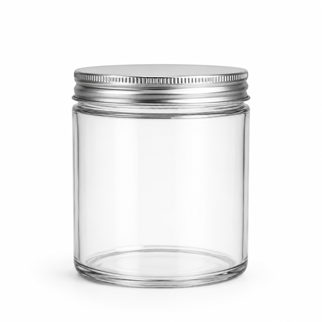 ENVASE FRASCO VIDRIO CRISTAL 250 ML CON TAPA ALUMINIO PLATA