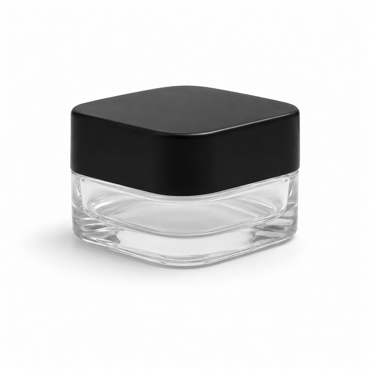POTE CUADRADO CRISTAL X 5 ML C/TAPA NEGRA ( NUEVO )