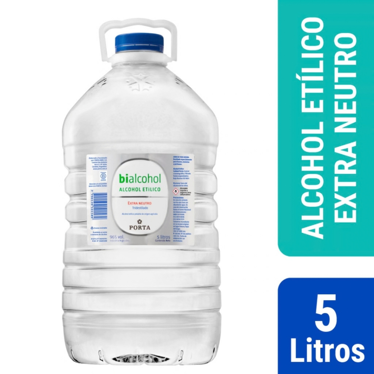 ALCOHOL DE CEREAL (TRIDESTILADO - EXTRA NEUTRO) X  BIDON 5 LTS