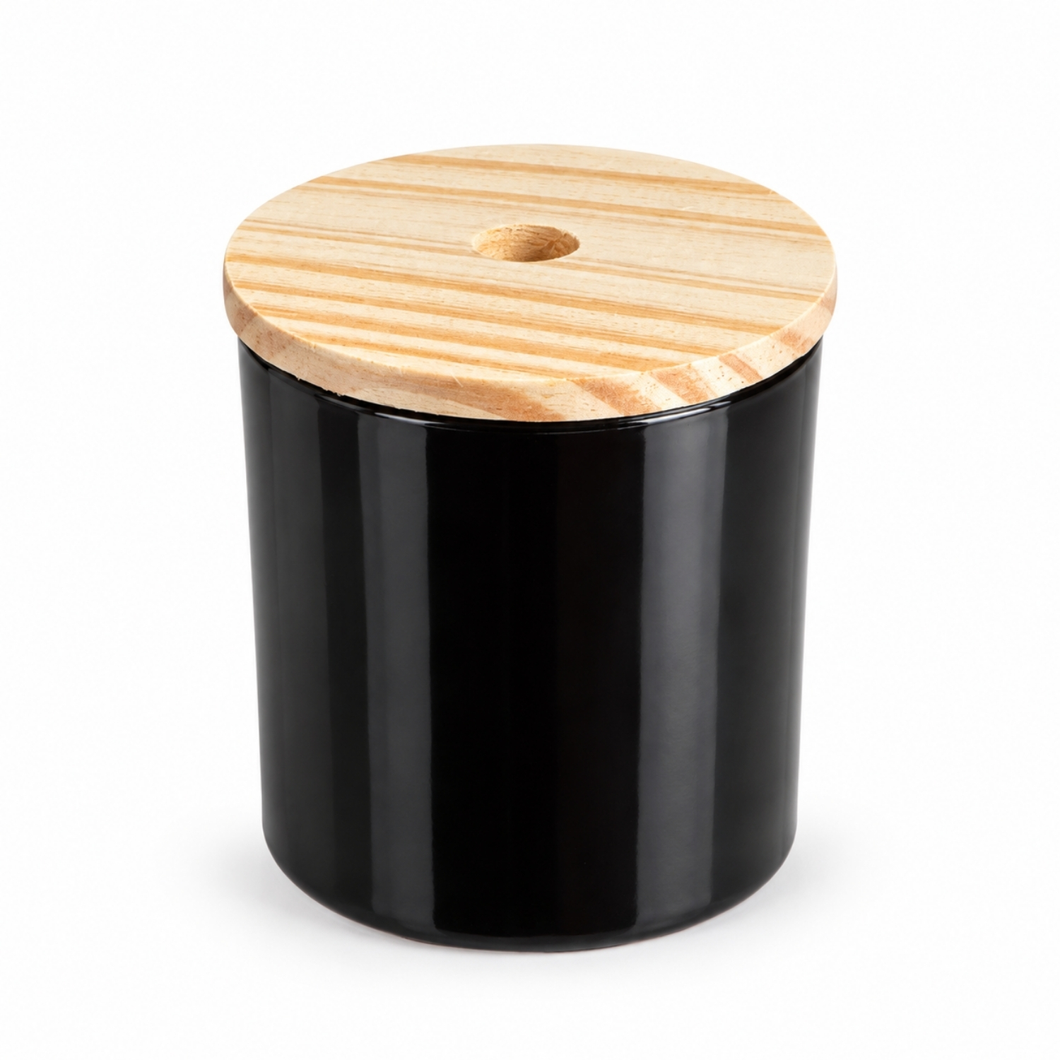 VASO P/VELA TIPO WHISKY AMBAR 320 ML C/TAPA MADERA DIF