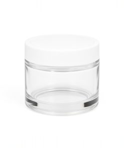 POTE CREMA VIDRIO CRISTAL RENZO (RECTO) X 50 CC C/TAPA BLANCA