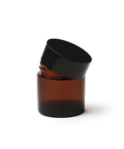 POTE CREMA VIDRIO AMBAR X 50 CC C/TAPA NEGRA