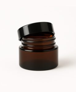 POTE CREMA VIDRIO AMBAR X 20 CC C/TAPA NEGRA
