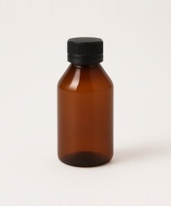 BOTELLA LEVE PET AMBAR BOCA 28 X 100 CC C/TAPA NEGRA