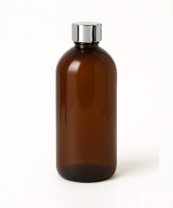 BOTELLA OMEGA PET AMBAR 28/410 X 500 CC C/TAPA DIF METAL