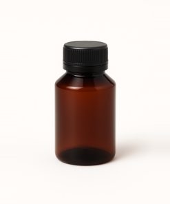 BOTELLA LEVE PET AMBAR BOCA28 X 50 CC C/TAPA NEGRA