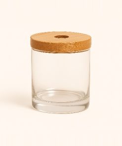 VASO P/VELA TIPO WHISKY CRISTAL X UNID C/TAPA DIFUSORA MADERA
