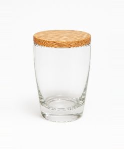 VASO P/VELA TIPO CONICO X UNID C/TAPA MADERA