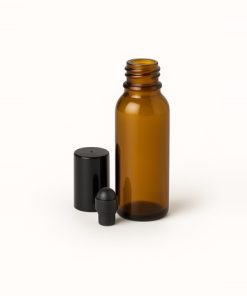 BOTELLA BRILLO ROLL ON VIDRIO AMBAR X 10 CC COMPLETO C/BOLITA AMBAR+TAPA AMBAR